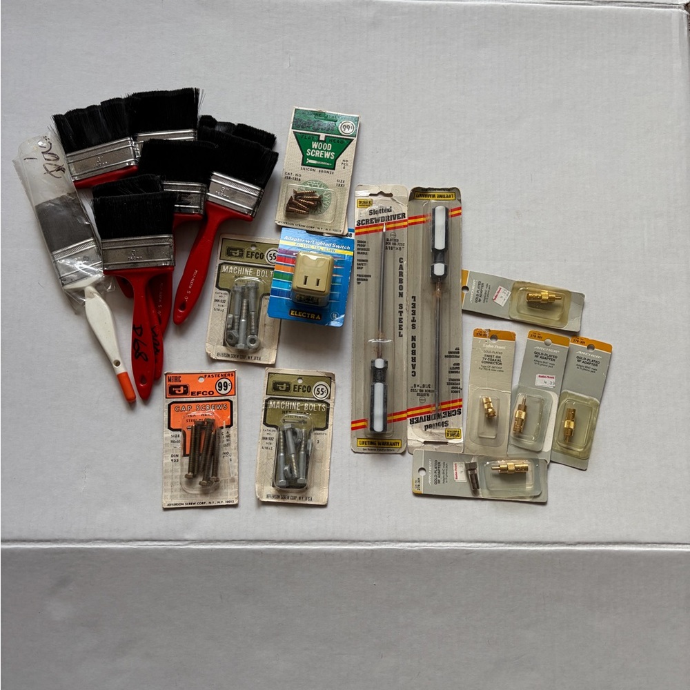 Assorted Paint Brushes and Hardware Set